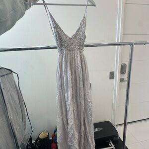 American Threads Silver Lace Maxi Dress